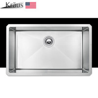 KRAUS克劳思厨房水槽洗菜盆单盆1.5mm厚304不锈钢手工台下式KHU100-30