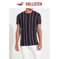 Hollister2020年条纹学院风短袖织纹针织衫