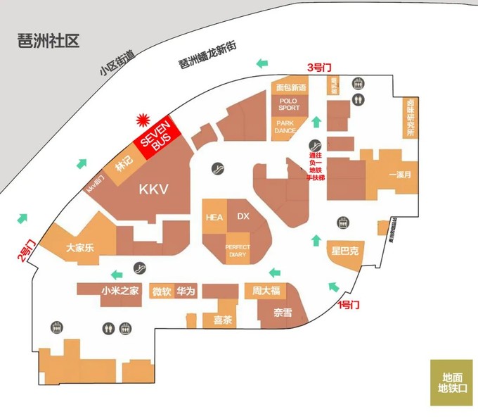 哎嘿嘿,贴心如我,店铺指引图都给你准备好了,顺着走就是,不用担心找不