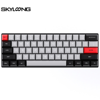 SKYLOONG小呆虫61键机械键盘硅胶键帽有线游戏办公程序员键盘中国红Dolch-佳达隆光轴SK61青轴