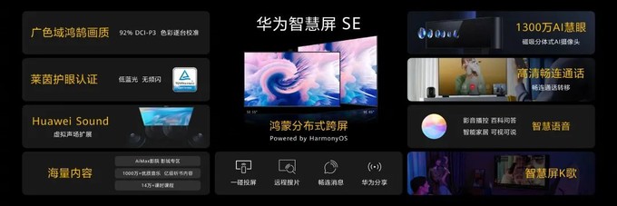 至于华为智慧屏se系列,其提供了55英寸和65英寸版本,均配备3840