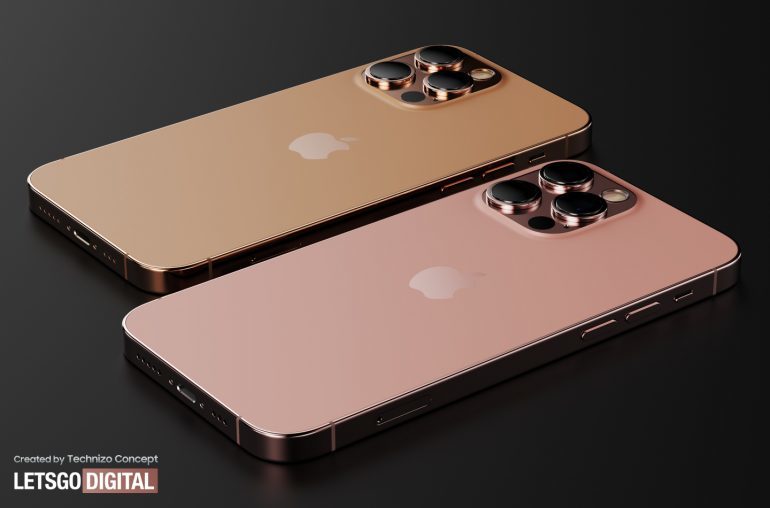 iphone12spro最新渲染图出炉小刘海新增日落金和玫瑰金配色