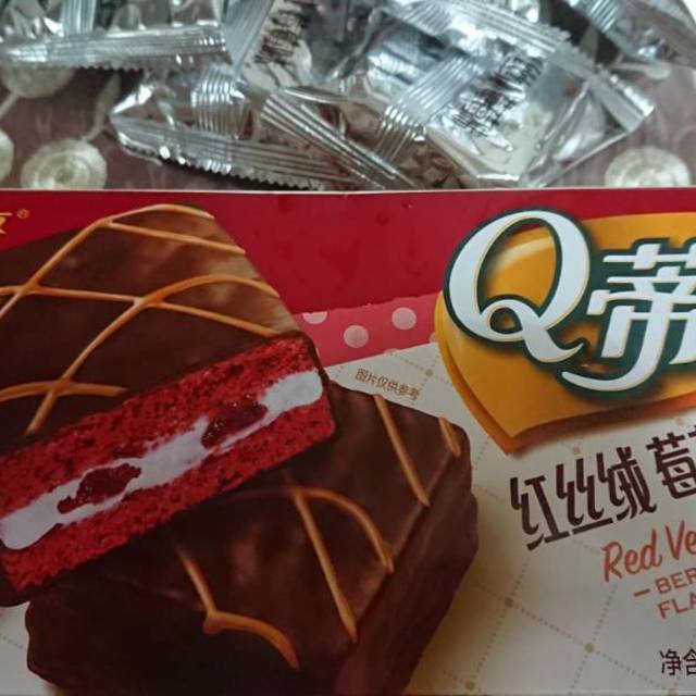 orion好丽友q蒂蛋糕红丝绒莓莓味巧克力派12枚儿童零食休闲食品早餐