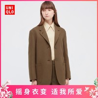 优衣库【合作款UNIQLOU】女装羊毛混纺茄克(外套)442829
