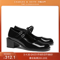 CHARLES＆KEITH春季女鞋CK1-60280309女士双绊带粗高跟玛丽珍鞋