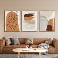 现代简约客厅装饰画抽象沙发背景墙挂画北欧橙色三联画墙面壁画