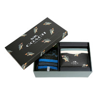 蔻驰COACH奢侈品女士皮质黑色配蓝卡包袜子礼盒装F80314SVA47