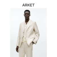 ARKET男装棉麻混纺修身西装外套浅米色2022夏季新款1075758002