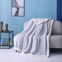 水星家纺毯子双面触感毛毯午睡空调毯加厚法兰绒200×230cm
