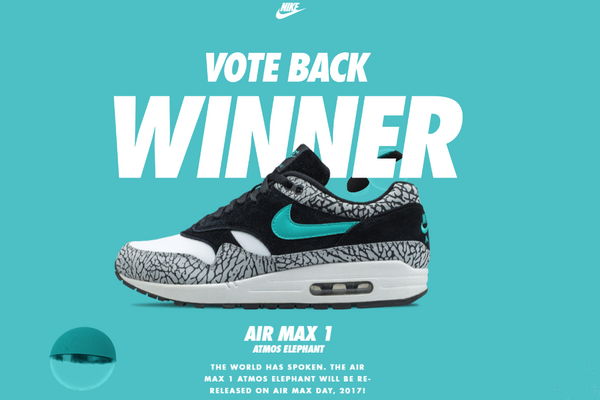 30周年礼物第三弹：NIKE 耐克 即将推出 AIR MAX 1 “atmos Elephant” 运动鞋