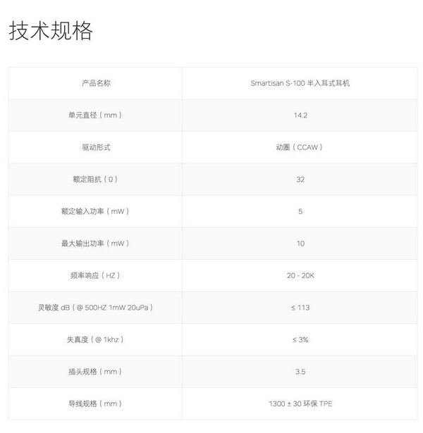 14.2mm动圈宽音域：smartisan 锤子科技 推出 S-100 半入耳式耳机