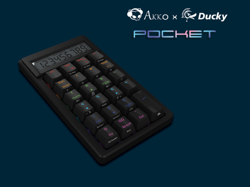 PBT二色成型键帽：Akko X Ducky 正式发布 Pocket RGB计算器数字键盘