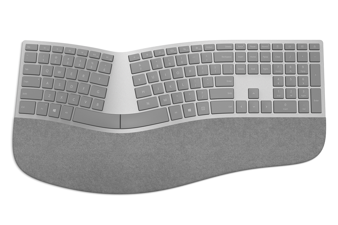 翻毛皮手感掌托：Microsoft 微软 发布 Surface 人体工程学键盘