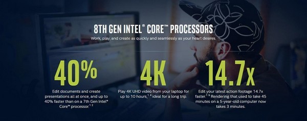 40%性能提升，15W TDP：intel 英特尔 发布 第八代 U系移动平台 处理器