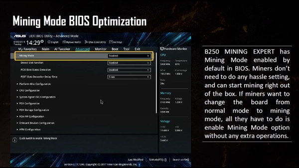 可19路显卡并联：ASUS 华硕 发布 B250 Expert Mining 专用“矿板”