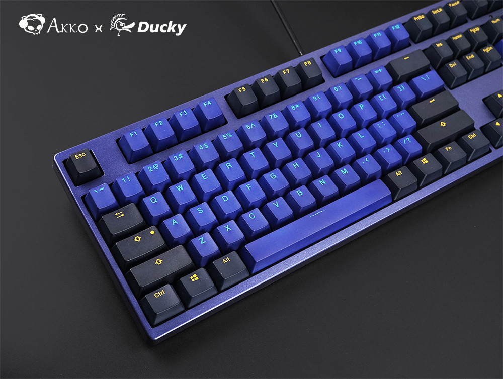 PBT二色闭口字形键帽：Akko X Ducky 发布 3108宝石蓝Horizon地平线 机械键盘