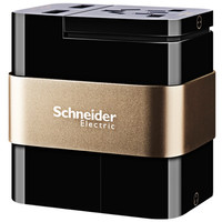 施耐德电气（Schneider Electric）4位旅行插座 遨游 2口USB 多国旅行转换器 黑底金色环 TR94020UR_GD