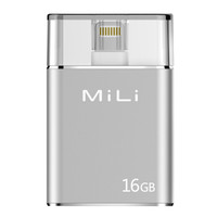MiLi 苹果官方MFi认证 USB3.0苹果手机U盘 iPhone/iPad/安卓手机/安卓平板/电脑通用 16G 银色