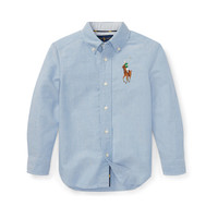 PoloRalphLauren男童2018年春季条纹纯棉牛津布衬衫RL30484B28-蓝色3/3T