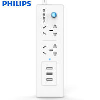 飞利浦（PHILIPS）usb插座3USB2.4A 全长1.6米接线板/拖线板/插排/排插 儿童保护门安全插线板