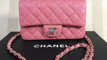 #全民分享季#老公的Money,老婆的包—Chanel 香奈儿 mini CF 粉色荔枝牛皮斜挎包