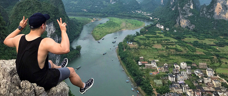 老寨山俯瞰兴坪古镇 桂林不好玩 可能是你不懂玩 国内自由行 什么值得买