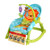 Fisher Price费雪可爱动物多功能轻便摇椅婴幼儿塑料益智玩具0-6个月尺寸59*46*11 W2811