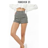 Forever21犬牙花纹的高腰短裤女