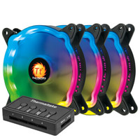 Tt（Thermaltake）玲珑风扇 12 LED RGB 机箱风扇（12cm风扇*3/控制盒*1/主板联动/减震脚垫/15颗LED灯）