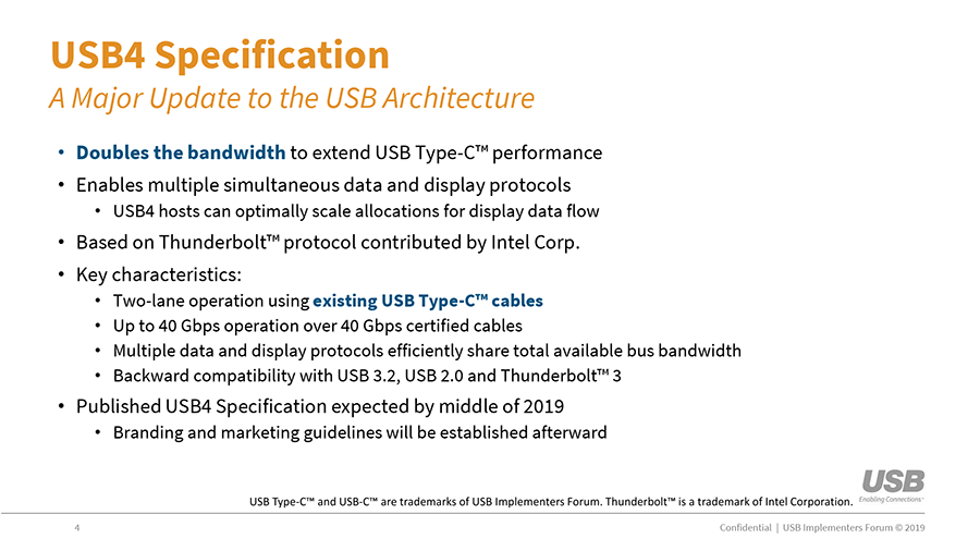 40Gbps、100W供电：USB 4 产品预计 2020 年末上市