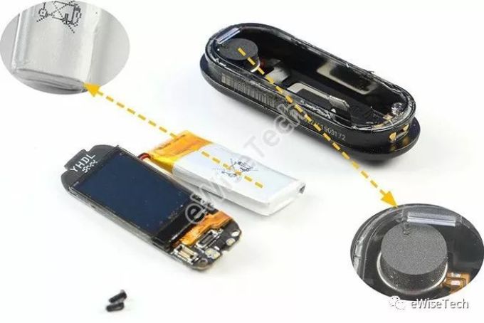 小米手环3 NFC版 详细拆解，手指大小主板排布多款芯片