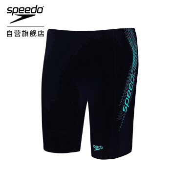 速比涛speedo 男士齐膝抗氯泳裤和泳帽 真人多角度泳衣秀