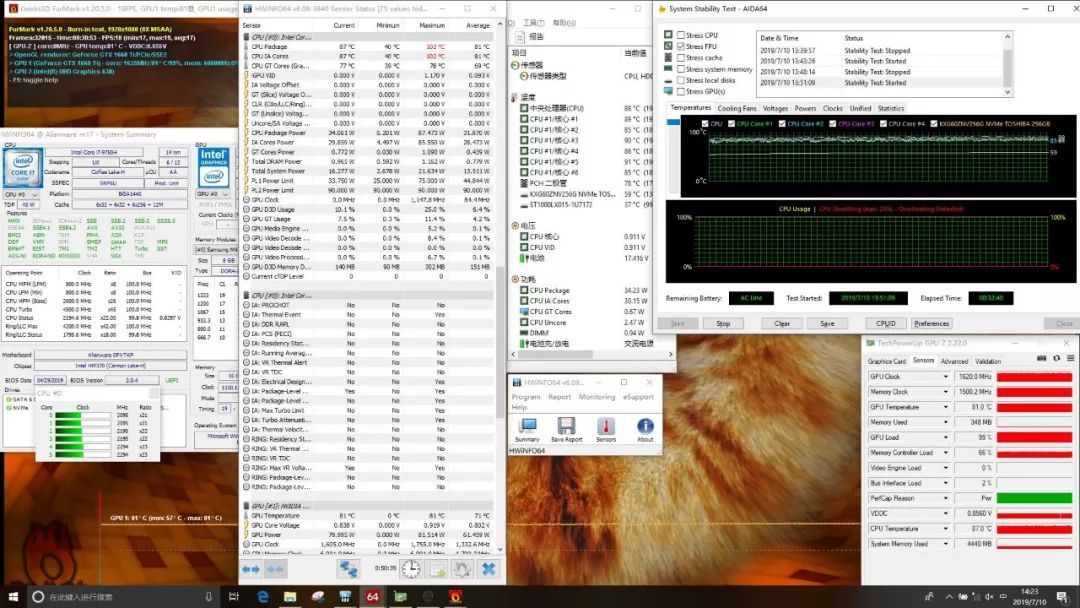 CPU单烤60W 双烤34W：笔吧评测室ALIENWARE 外星人 M17 笔记本电脑评测，厚度减小，牺牲散热