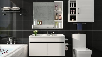 【UniLer联勒】 橡胶实木浴室柜  洗手盆柜组合套装