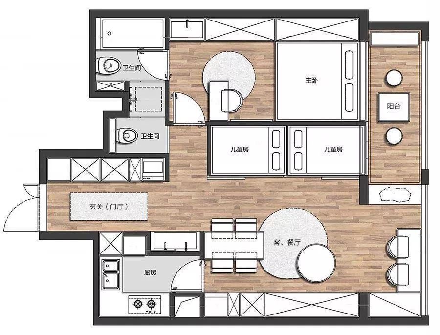 59㎡混搭公寓∣一家四口原本觉得小，这样设计居然宽敞又舒适，简直是小户型装修范本