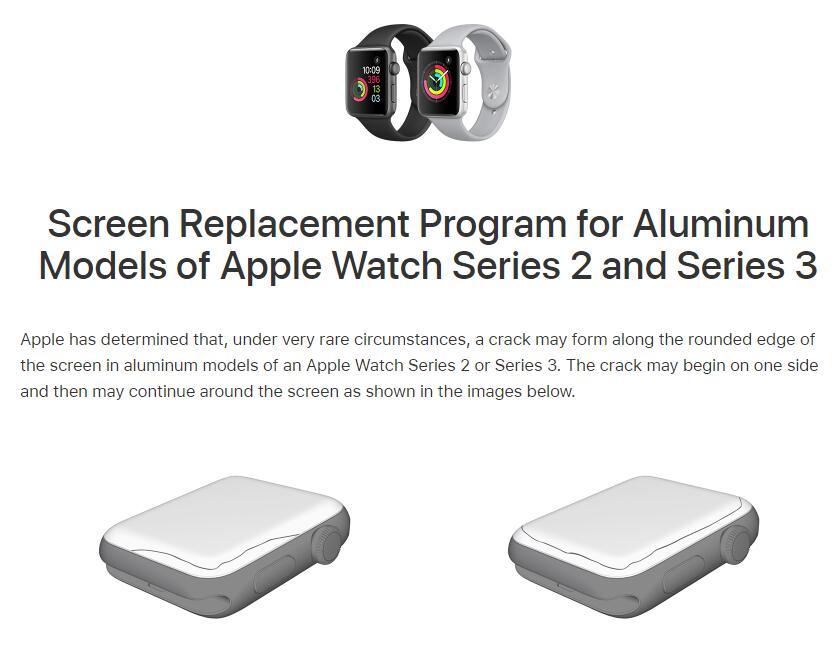 又见设计缺陷：苹果将免费维修部分屏幕破裂的 Apple Watch 2/3