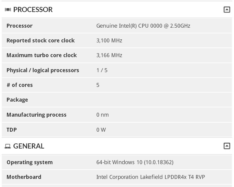 奇怪的五核设计：intel ​Lakefield 处理器现身 3DMark 数据库