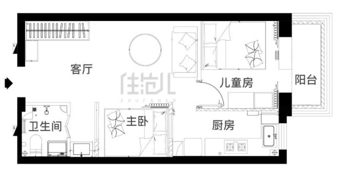 46㎡小户型一房改两房,2娃家庭全屋收纳才用到50%?!