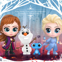 预订商品《冰雪奇緣2》Elsa,Anna,Olaf,andSalamanderCosbaby迷你珍藏人偶套裝