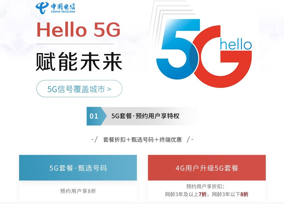 5G套餐来了！128元起，中国移动基础套餐最便宜，联通电信共享网络，老用户最低可7折办理