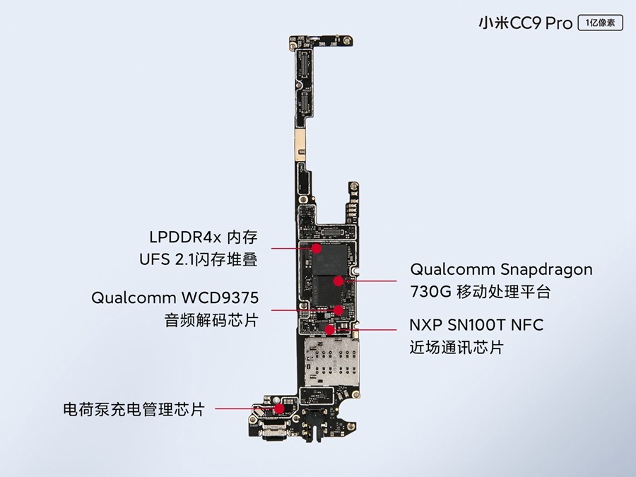 Mi 小米公布新机CC9 Pro官方拆机图  1亿像素五摄串糖葫芦，元器件型号全公开