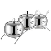 美厨（maxcook）304不锈钢调味罐调料盒调料罐调味盒三件套带拱形支架带调料勺MCPJ794