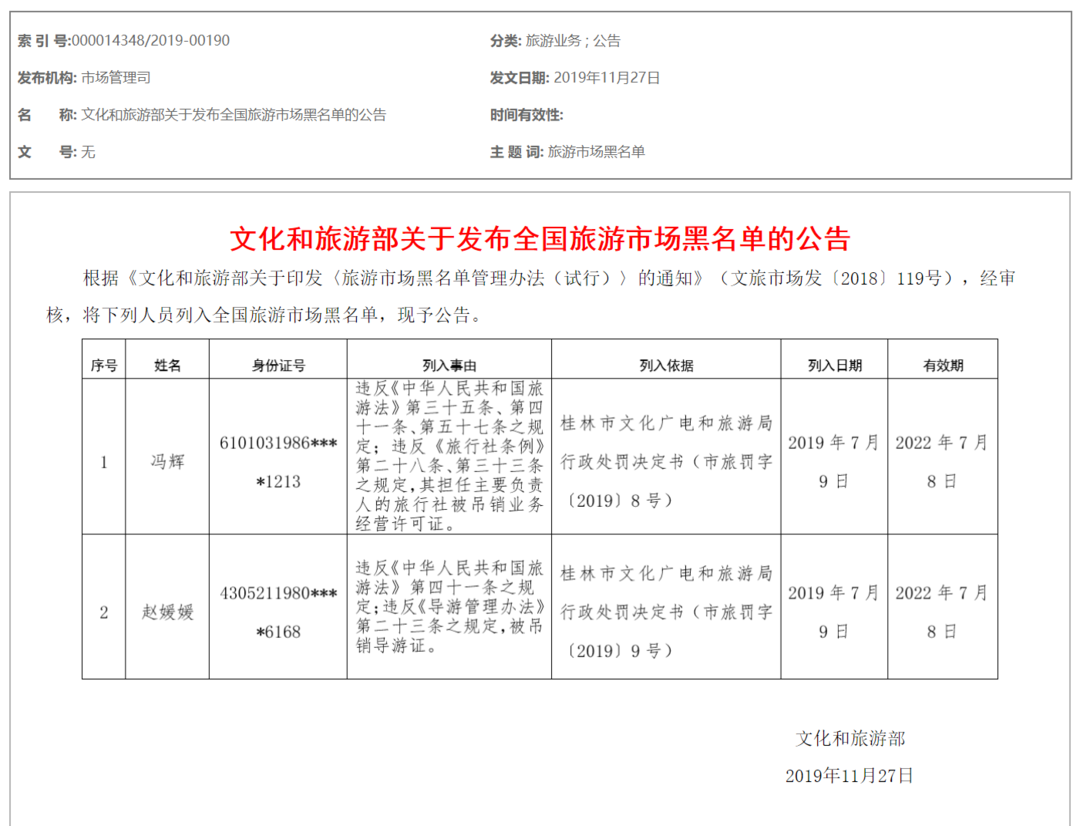 旅界资讯：因强制游客1小时花两万！2人被列入全国旅游市场黑名单