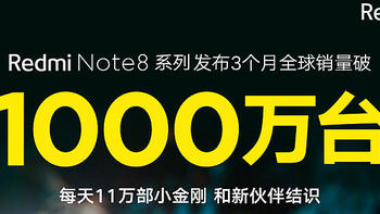 科技资讯 篇六十七：3个月Redmi Note8系列全球销量1000万 每天卖出11万台 