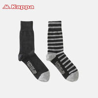 Kappa/卡帕（2双装）男士长筒袜时尚个性秋季袜子篮球嘻哈潮袜情侣高帮运动篮球袜枫叶灰条纹/灰色【KP8W02】