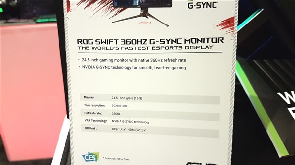 360Hz 刷新率：NVIDIA 推出 G-Sync Esports 显示器认证，华硕 ROG Swift 360首发