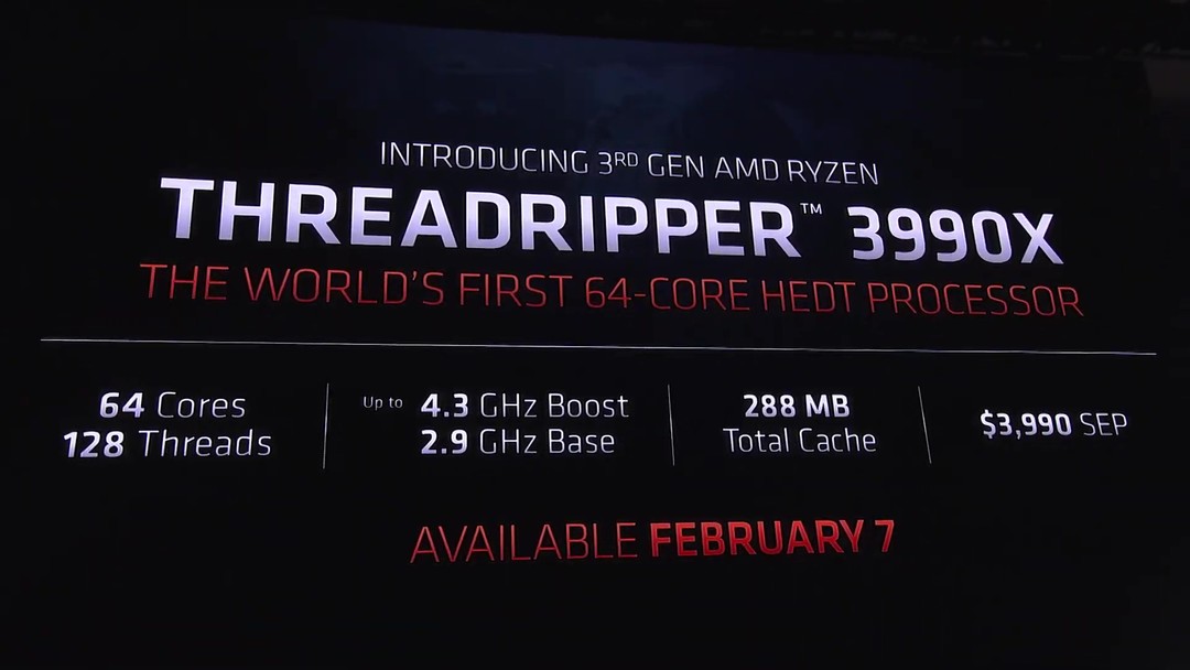 64 核 128 线程的性能怪兽：AMD 正式发布 Ryzen Threadripper 3990X