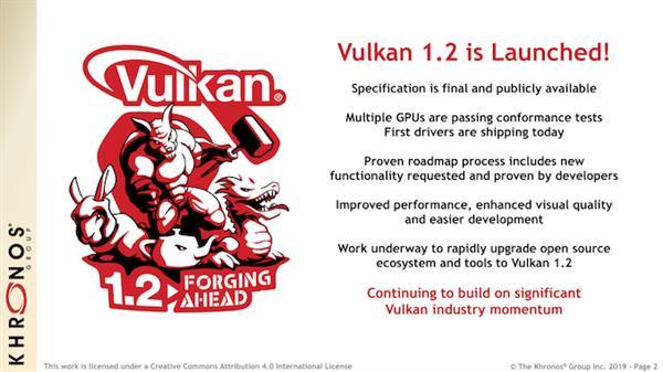 23 项功能升级、Linux 可玩 Win 游戏：Vulkan 1.2 发布