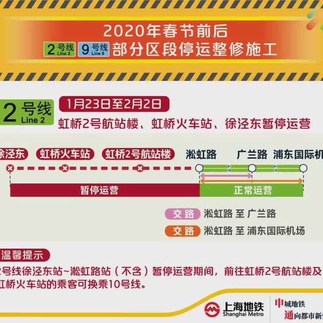 出行提示：重要！影响春运！上海虹桥火车站2号线停运整修！ 