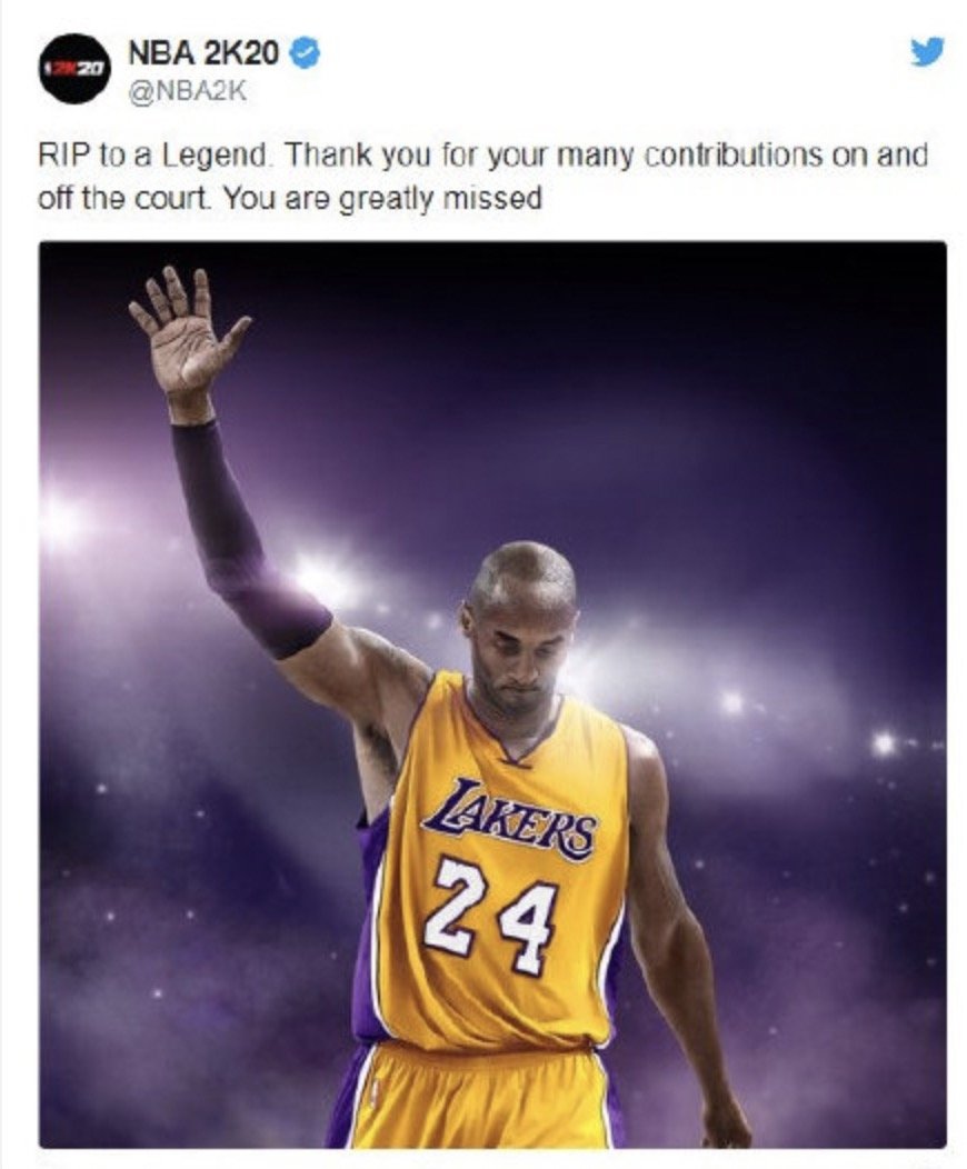 《NBA 2K20》官方与游戏玩家悼念科比 愿传奇安息